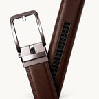 Ceinture Signature en cuir pleine fleur marron, boucle automatique en alliage de haute qualité